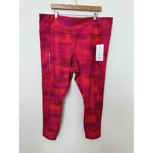 NEW ATHLETA Rainier Printed Pink Athletic Leggings‎ Tight Women's 3X